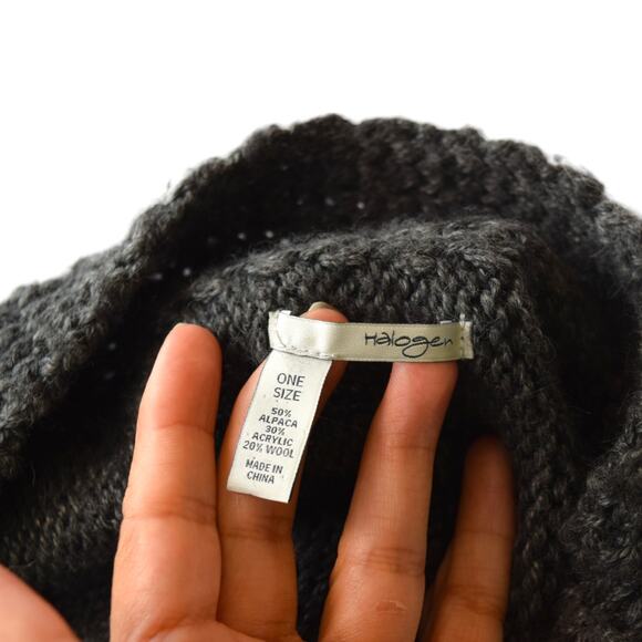 Halogen Gray Alpaca Blend Hooded Cocoon Cardigan Cape – One Size - Picture 6 of 8